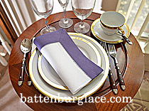 White Hemstitch Diner Napkin with Imperial Purple Colored Border - Click Image to Close